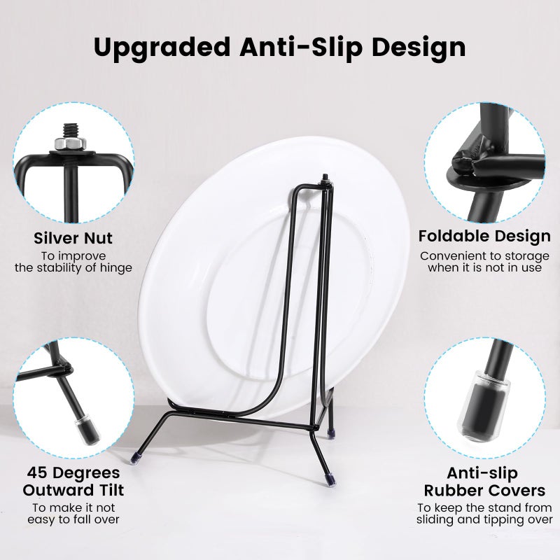 Fasunry 2-Pack Upgraded Anti-Slip Plate Stands for Display, 10 Inch Decorative Iron Plate Holders, Easel, Frame, Book, Card, Plaque, Picture Display Stands - Image 2